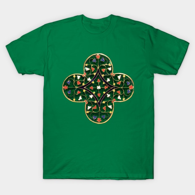 ANTIQUE GOLD GREEN CLOVER JEWEL Medieval French Enamel T-Shirt by BulganLumini